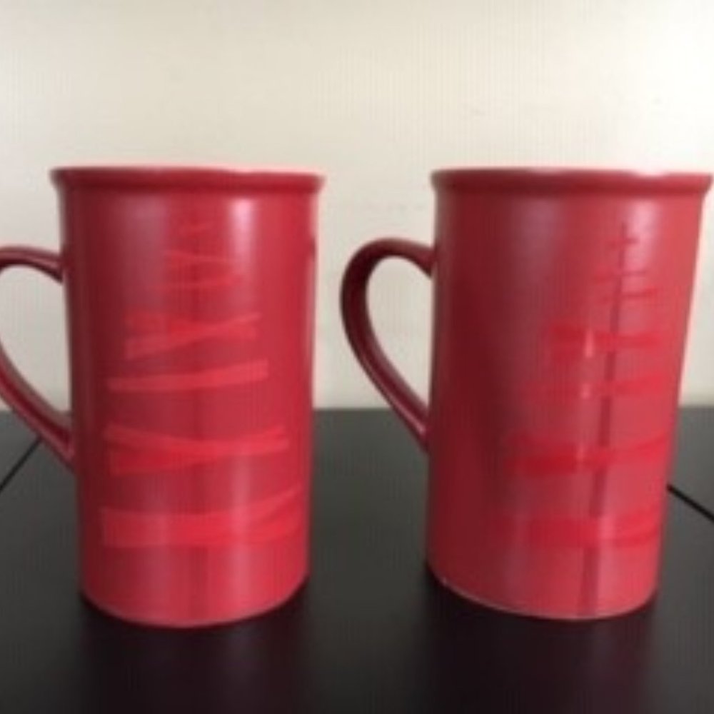 Set of 2 Starbucks Red Christmas Mugs